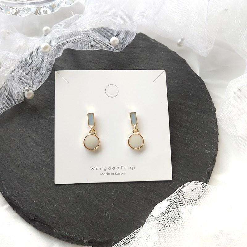 

Темпераментные простые контрастные геометрические круглые цветные серьги-пусеты с масляной эмалью S925 серебро маленькие свежие милые