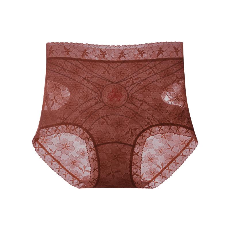 

Женское кружевное нижнее белье на весну и лето, легкая роскошь, с высокой талией, хлопок для живота 10A, антибактериальное, дышащее, легкое, бесшовное XXL красный