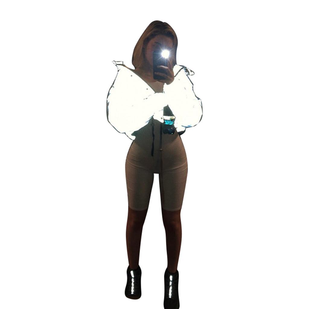 Winter Fashion Reflective Short Keep Warm Women Casual Coat Top Ladies Jackets