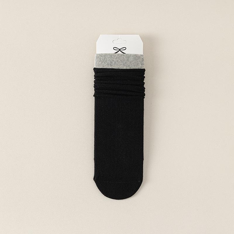 

Женские осенне-зимние носки до середины икры, цветные хлопковые носки, бесшовные длинные махровые носки до икры и послеродовые носки 1 pair чёрный