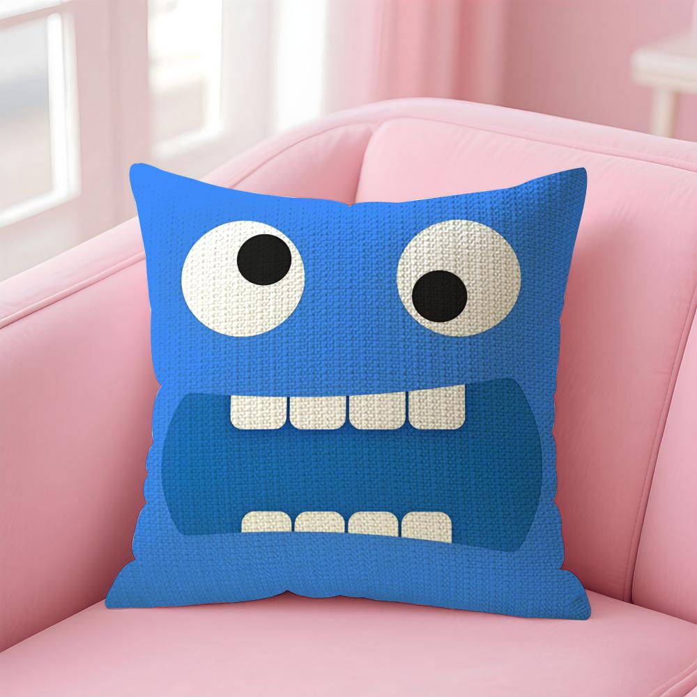Cartoon Monster'S Eyes Cushion Cover Natural Linen Pillow Case Double-Sided Print Decorative Sofa Pillowcase Home Decor Gift
