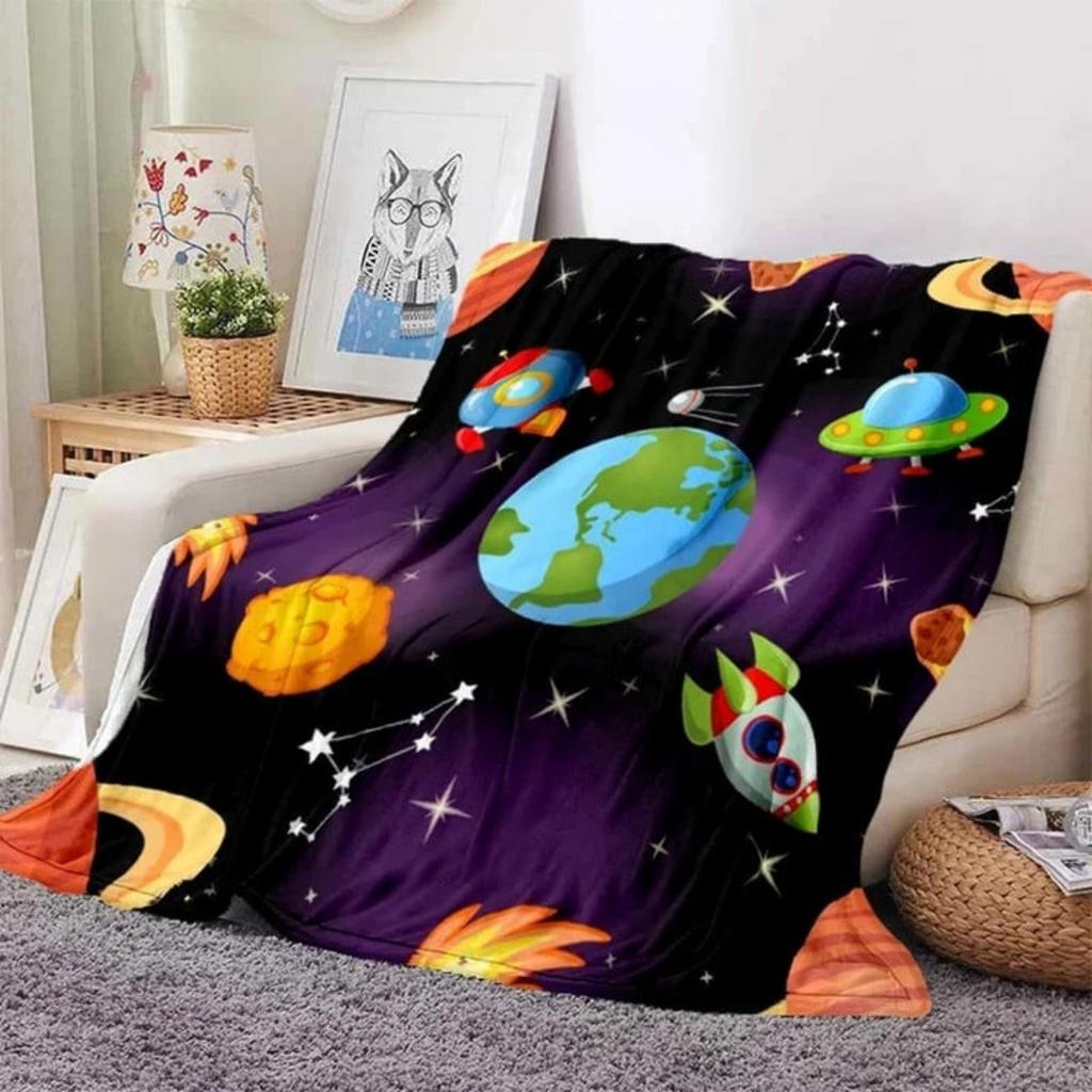 Galaxy Stars In Space Digital-printed Polyester Bedroom Velvet Flannel Cover Blanket Fleece Soft Sofa Cover Blankets for Beds