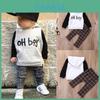 Stylish 2pcs Toddler Baby Boys Oh Boy Outfits Hoodies Pants Leggings