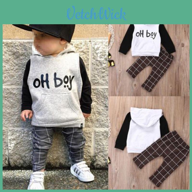 Stylish 2pcs Toddler Baby Boys Oh Boy Outfits Hoodies Pants Leggings