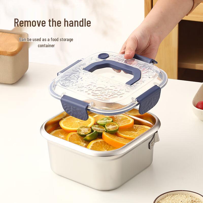 ZISIZ Insulated 304 Stainless Steel Square Deep Fryer Set