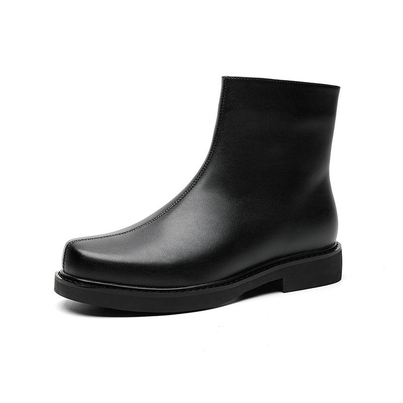 British Style Mens Fashion Chelsea Boots  Designer Square Toe Shoes Cowboy Original Leather Boot Handsome Ankle Botas Mans