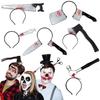 1pc Realistic Horror Headband Prop Sharp-Blade Through Head Design Decor for Adults Teens Halloween Party Costumes Accessory