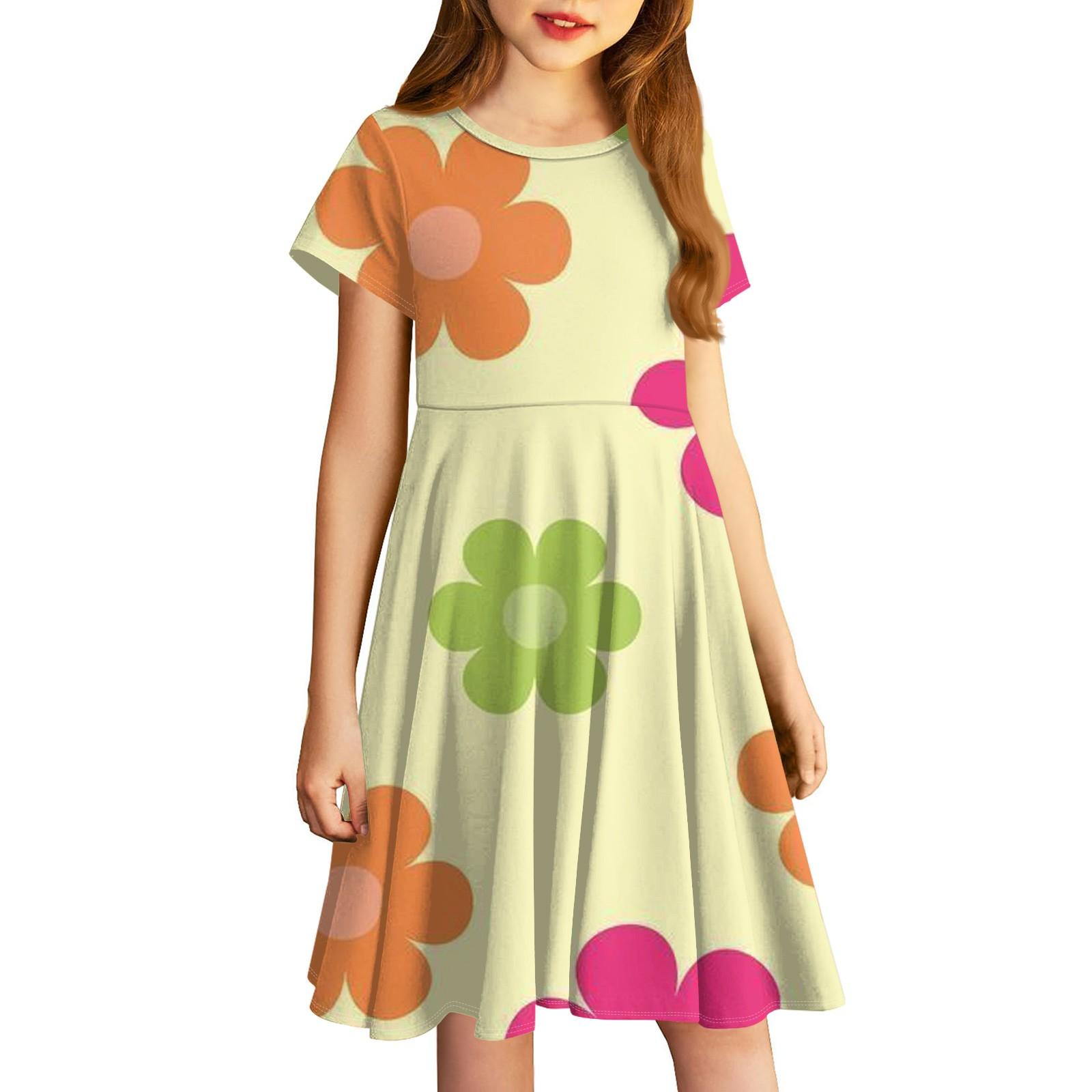 

Юбки для девочек, маленькие цветочные платья с милыми принтами, юбки для детей 90 жёлтый