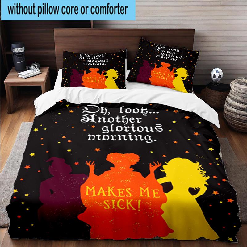 3PCS Halloween witch 3pcs Bedding,Including 3PCS Duvet Cover And 2pcs Pillowcases Perfect for Christmas,Ideal for Bedroom, Dormitory