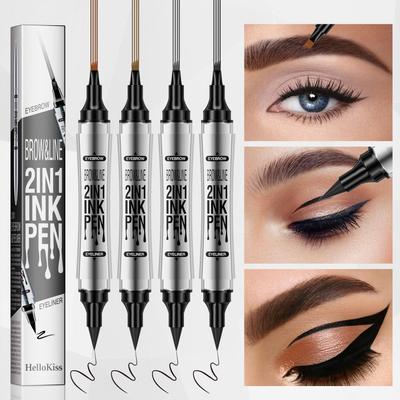 4 Point Eyebrow Pencil Waterproof and Sweatproof Eyebrow Pen 2-in-1 Dual-End Eyebrow Pencil Eye Liner Pencil Eye Makeup