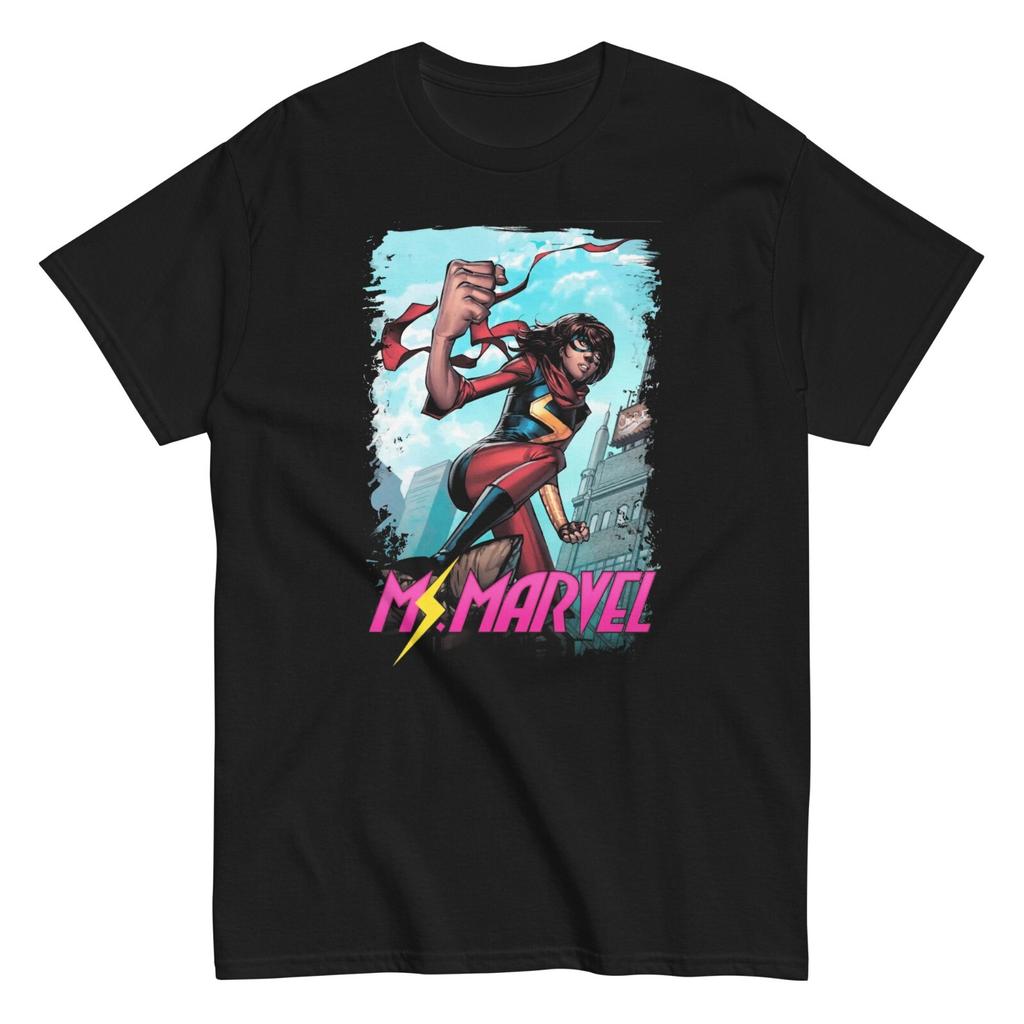 MS Marvel Animated T-shirt Mens Licensed Marvel Comic Avengers Tee New Black