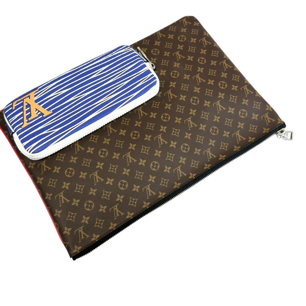 Louis Vuitton Patchwork Monogram M69690 Clutch Bag Brown Mens Used