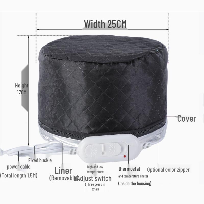 Xingyi Three-Speed Black Heating Cap for Hair Care and Dyeing with Temperature Control & Timer