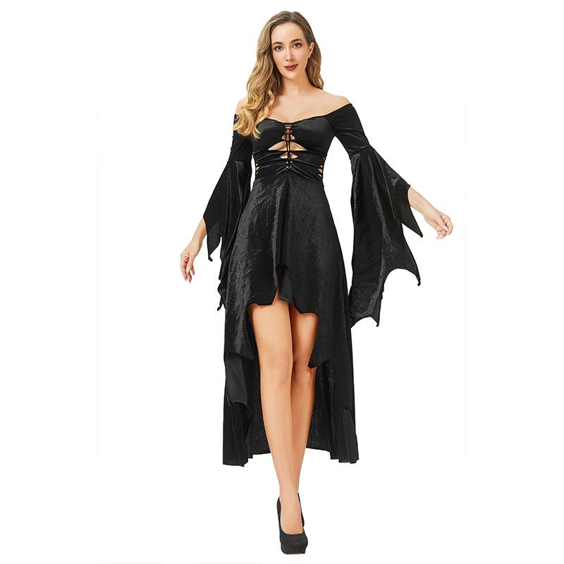 Halloween dark goth sexy babes fashion temperament slim cut bat sleeve irregular dress