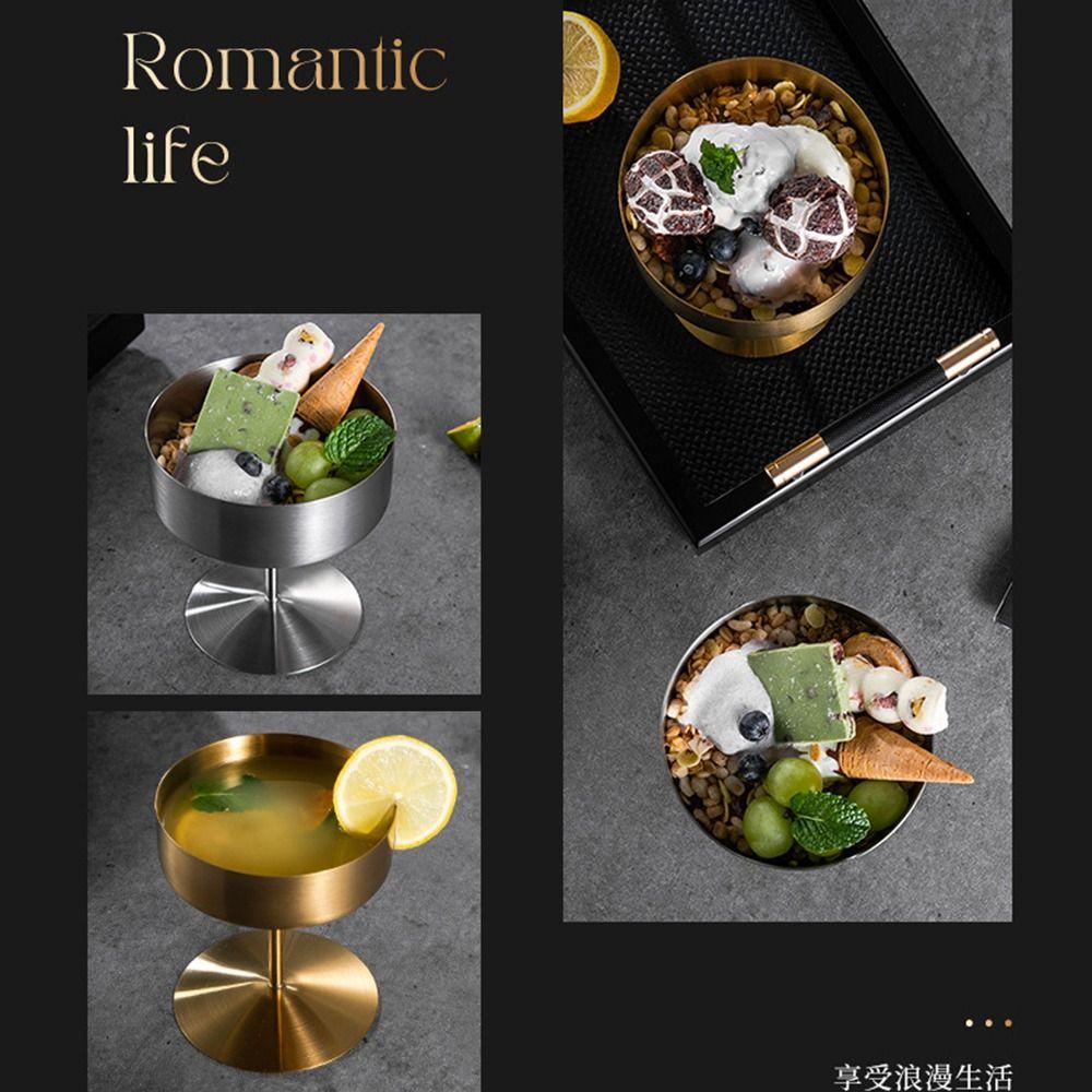 Wide Opening Pudding Cup High Footed Pudding Serving Dish Stainless Steel Dessert Cups Hotel