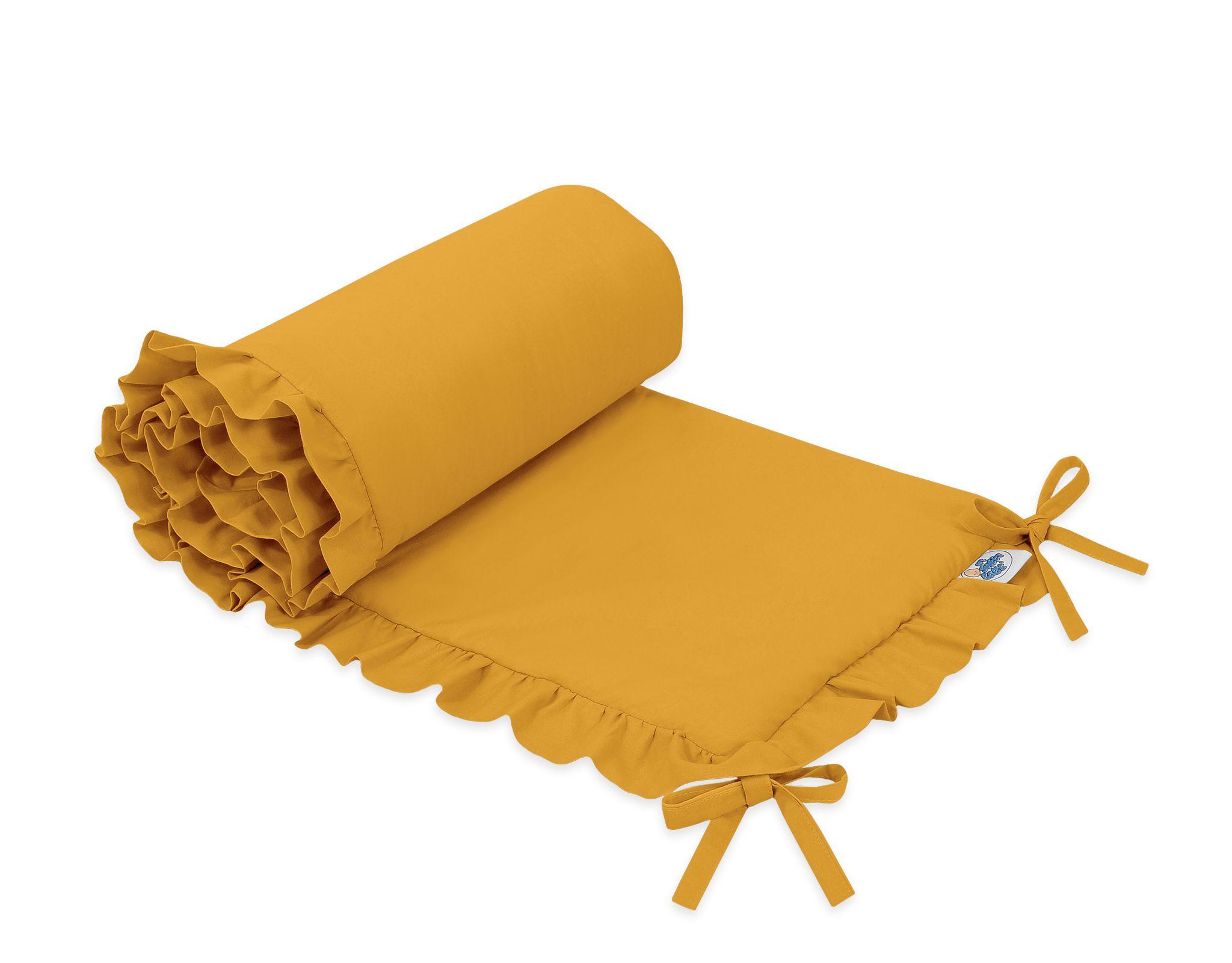 Universal bumper with ruffles for a baby cot - mustard