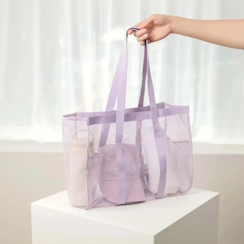 Velkokapacitní prodyšný organizér Síťovina Viditelná taška přes rameno Cestovní vana Mycí vak Plážové plavky Nezbytnost úložné tašky