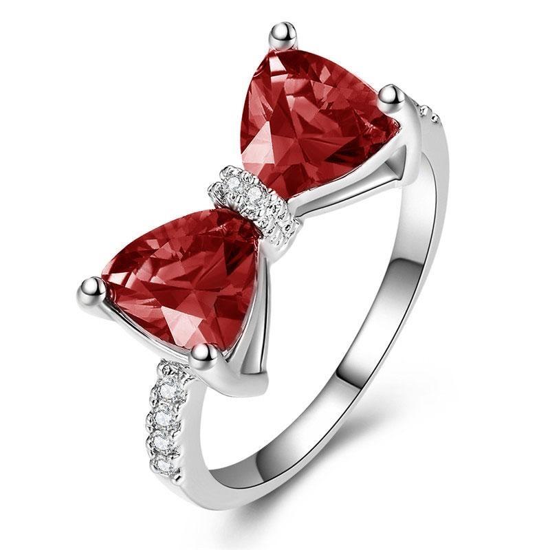 2025 Luxury Female Rings 925 Sterling Silver Bowknot Zircon Finger Rings for Women Y2K Sparkling Pink Bow Rhinestone Jewelry Gifts