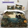 Leaf Cat Pattern Bedding Quilt Set  Home Decoration  Gift (1 * duvet cover + 2 * pillowcase  without core)