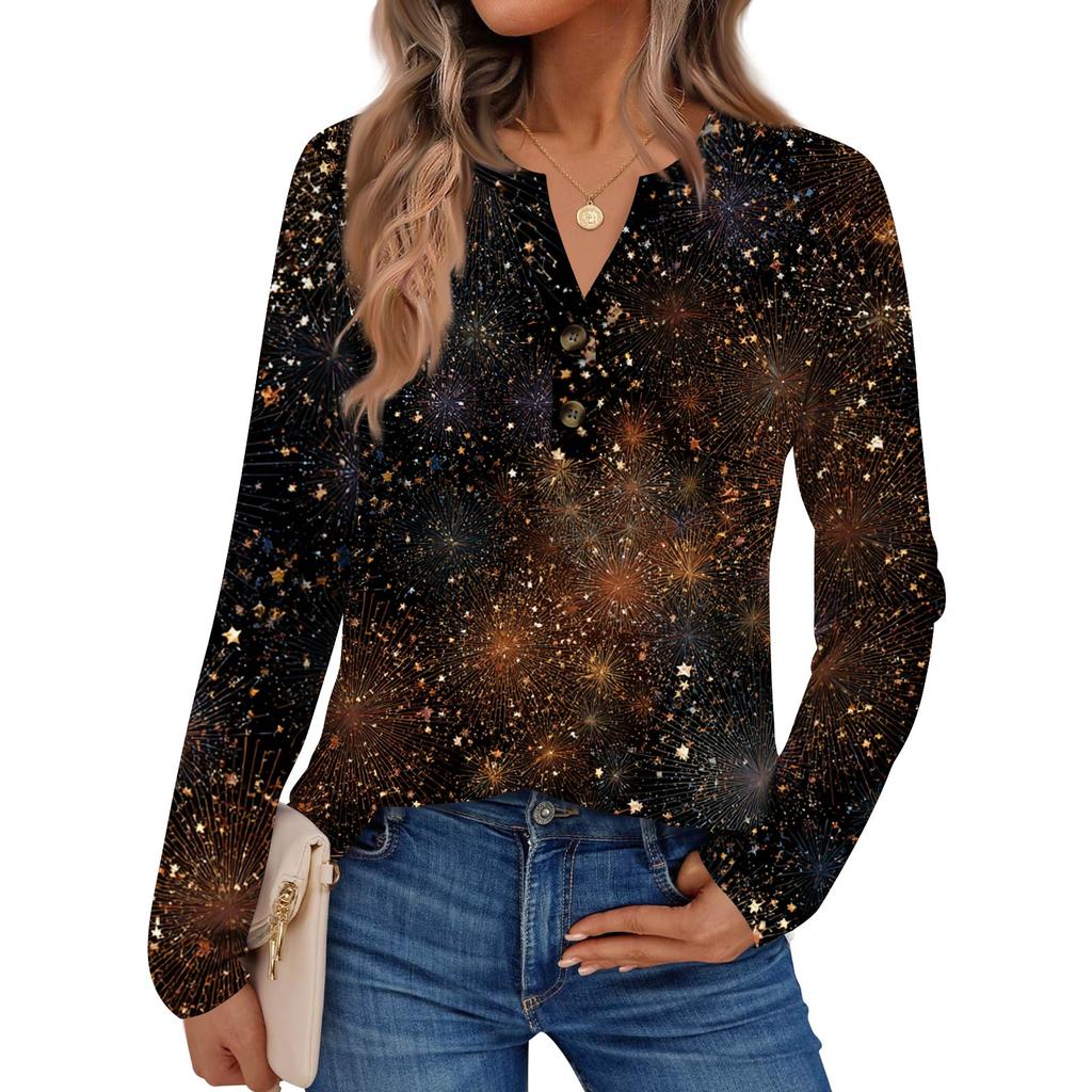 Women's Printed Long Sleeve Shirts Elegant Casual Tops Trendy Shirts Tops