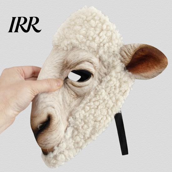 Máscara de Oveja con Visión Clara Máscara de Animal Realista, Oso Pardo Cara Completa Suave Cosplay para Fiesta de Disfraces de Halloween Accesorios Textura del Pelo