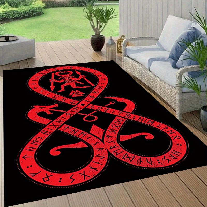 1pc Viking Pattern Print, Design Indoor Area Rug - Soft, Anti-Slip, and Durable Gaming Room Decor for Bedroom, Living Room