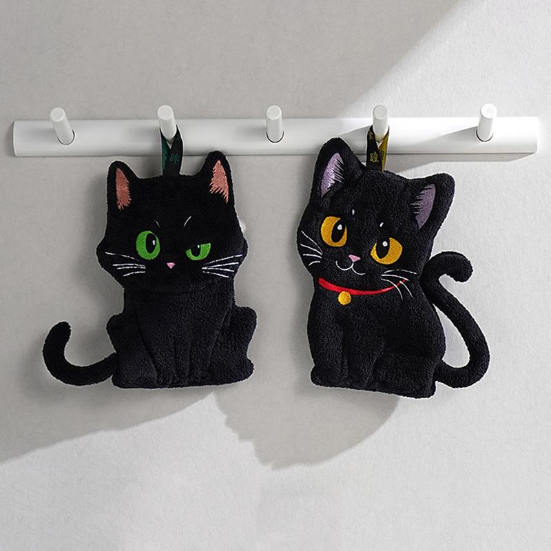 Lucky Cat Hand Towel Absorbent Coral Fleece Kitchen Bathroom Towel Quick Dry Soft Hand Wiping Cloth Multi Color Decorative Towel