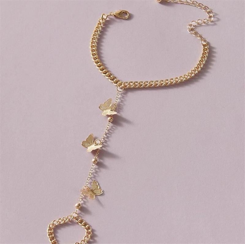 Butterfly Finger Bracelet Ring Women'S Fashion Punk Style Personality Niche Trendy Cool Jewelry