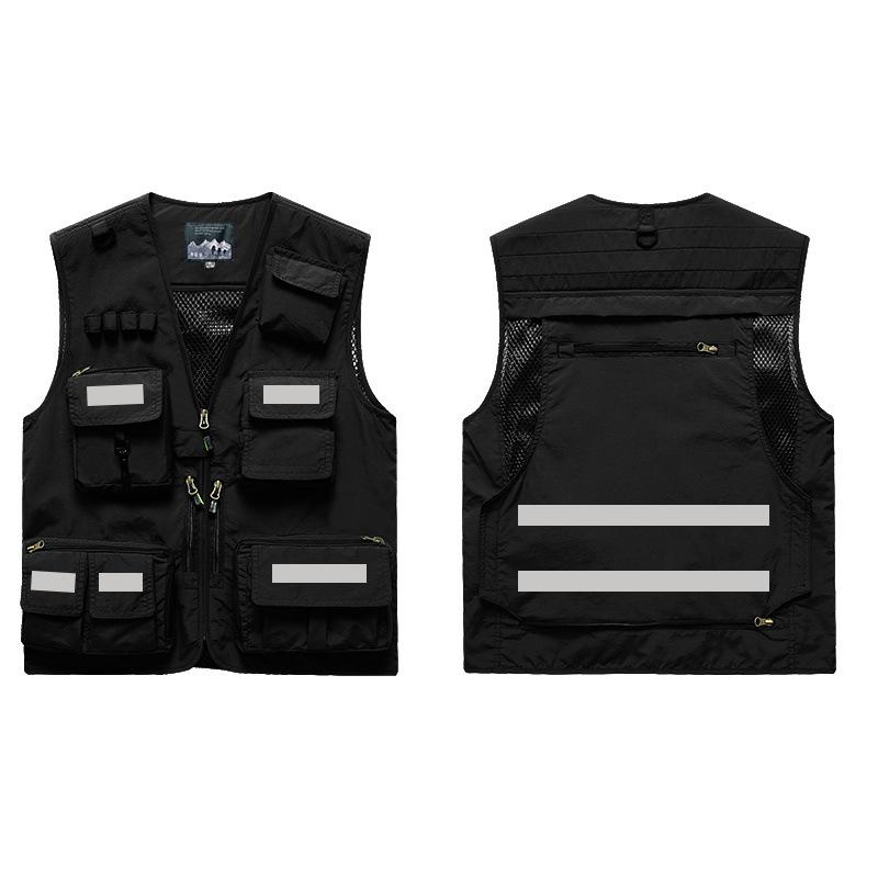 Individuelle reflektierende Arbeitsweste mit mehreren Taschen für Damen und Herren, geeignet für alle Jahreszeiten und ideal für Gruppenkäufe & Fotografie.