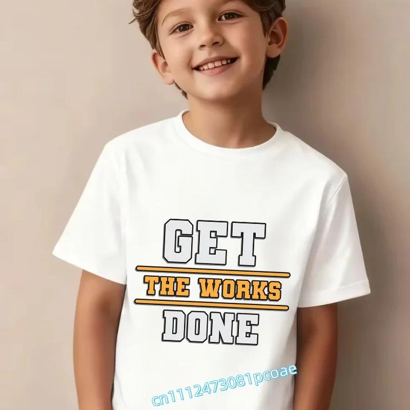 Personalized letters children's pure cotton short-sleeved boys' sports shirt,girls' casual top with cartoon print,summer T-shirt