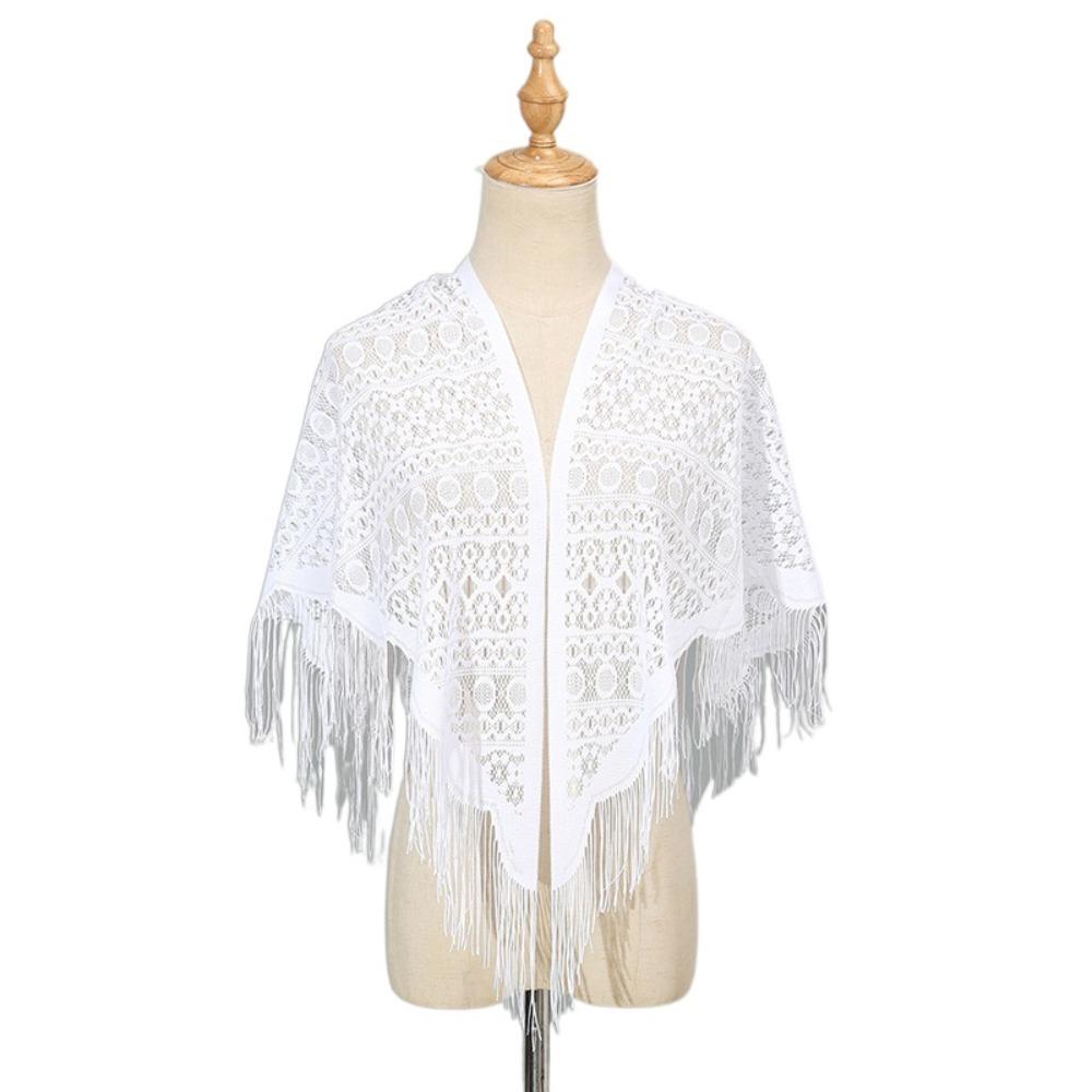 Hollow Women Shawl With Tassel Wedding Bridal Shawl Fashion Scarf Evening Prom Cape  for Party