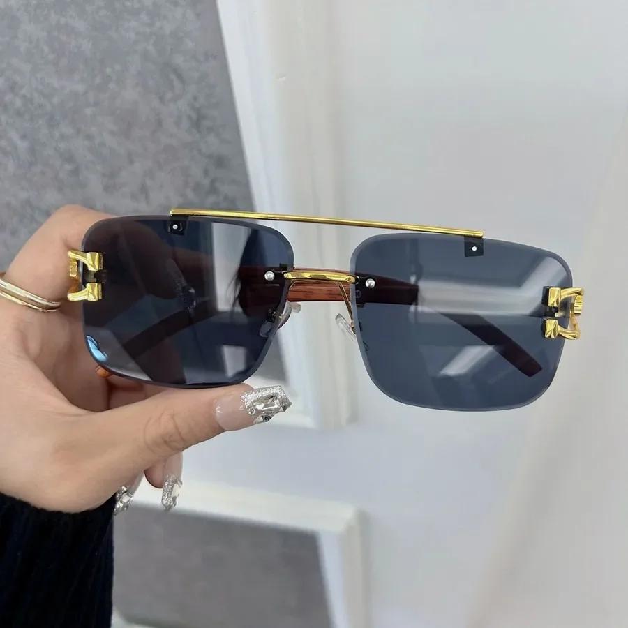 Personality Square Sunglasses Women Men Rimless Sun Glasses Female Male Designer Brand Classic Travel Outdoor
