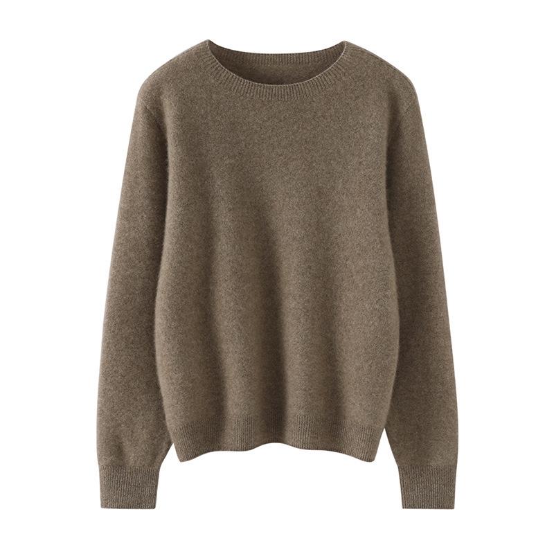 100% Pure Cashmere Women's Round Neck Soft Warm Knitted Pullover Sweater