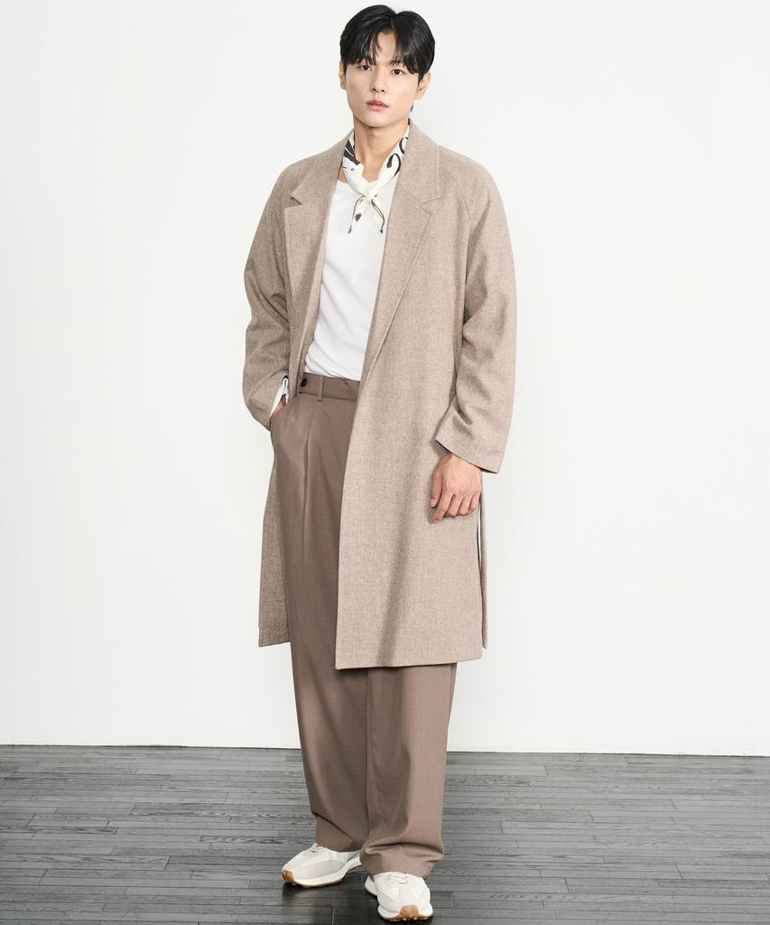 Prairie Light Merino Wool Oversized Robe Long Coat (Beige)