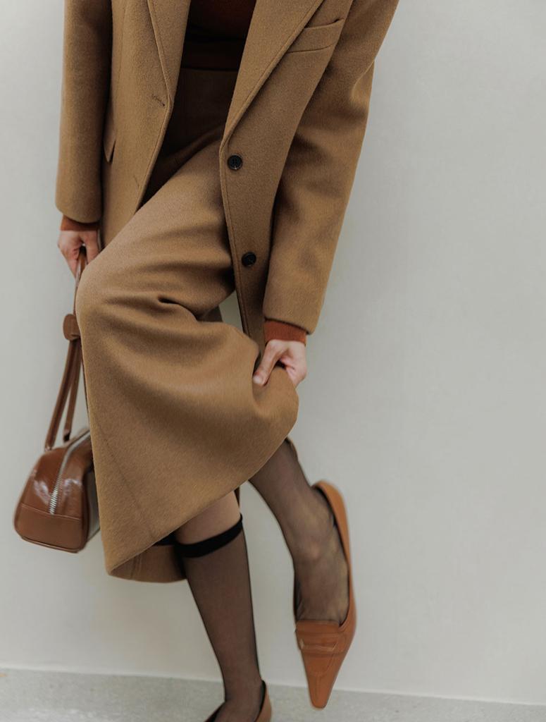 Memua Cielo Wool Midi Skirt (Camel Beige)