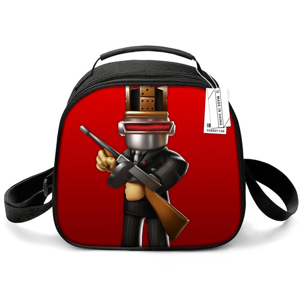 Lunch Bag Primary School Picnic Bag Round Ice Pack Rob Ross Printed Shoulder Portable Cartoon Meal Bag