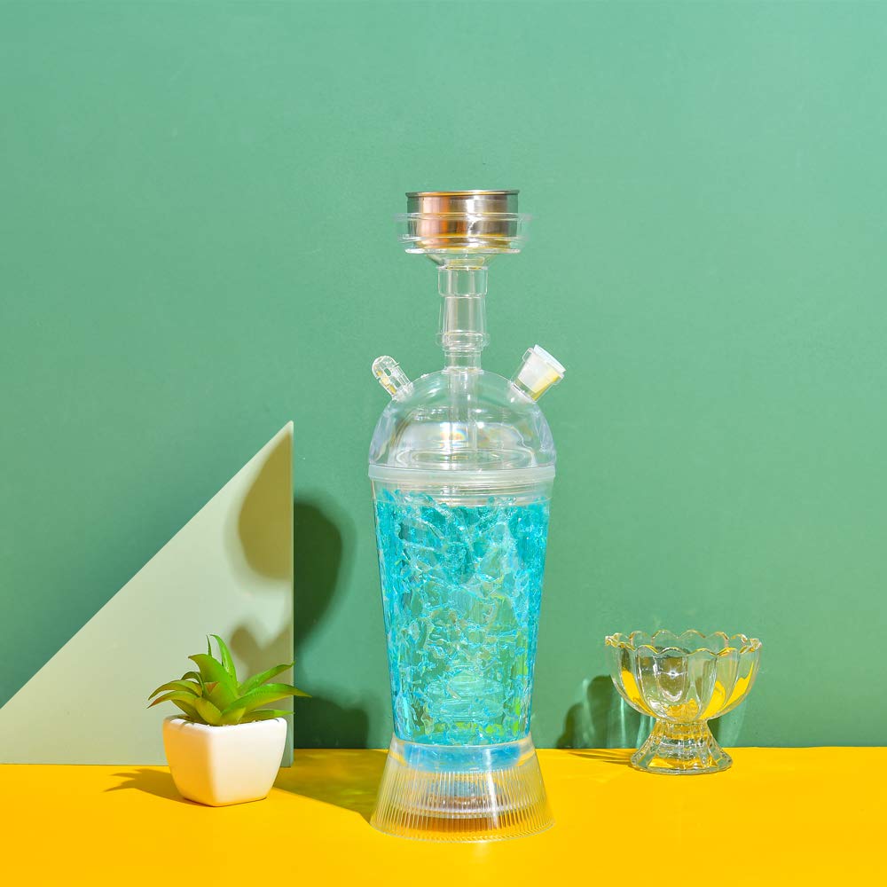 Portable Hookah Cup Set with LED Light and Shisha Accessories Acrylic Hookah Shisha Pipe Easy To Carry for Home Cars and Parties