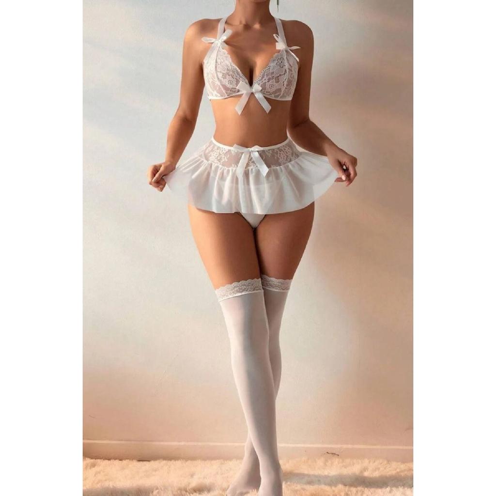 Sexy Red High Waist Skirt New Year's Eve Nightgown (socks Not Included.)