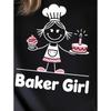 European Size Girls Short Sleeved Round Neck T Shirt with Cartoon Baking Girl Pattern