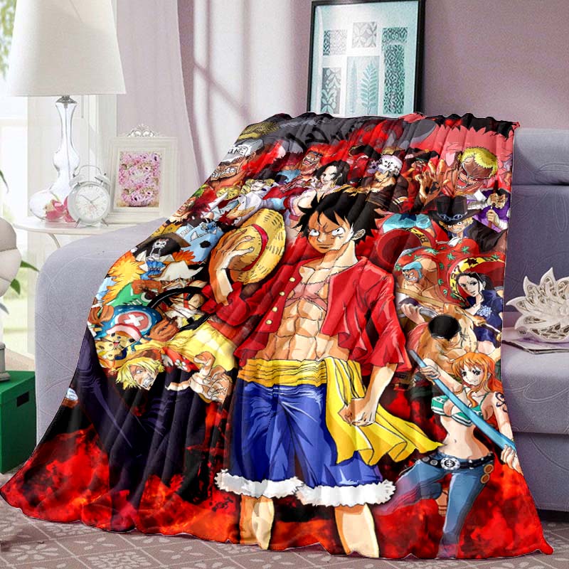

One Piece Print Blanket Warm Comfortable Flannel Blanket for Bedrooms, Sofas, Beds, Chairs, Picnics, Travel -LXR22 75x90cm