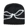 Plush Beanie Hat Brimless Cap Bow Jacquard Plush Warm Winter Hat Women 2025