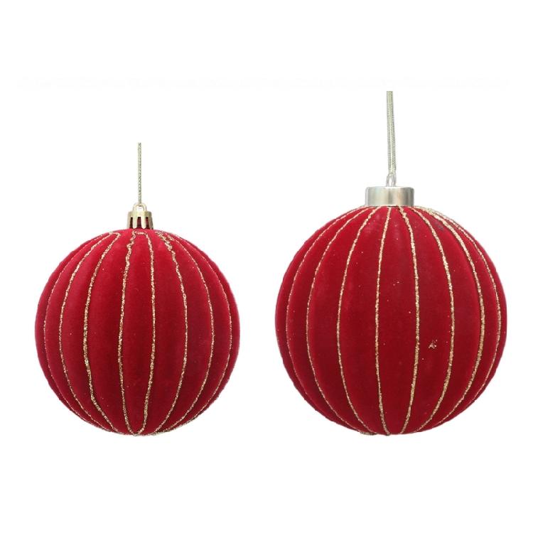 2Pcs Christmas Baubles Ornament Sparkling Velvety Sphere Decoration For Christmas Tree Wreath Mantels Window Display
