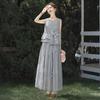 Sibaisha 2025 Summer Women's Round Neck Loose Vest & Skirt Set