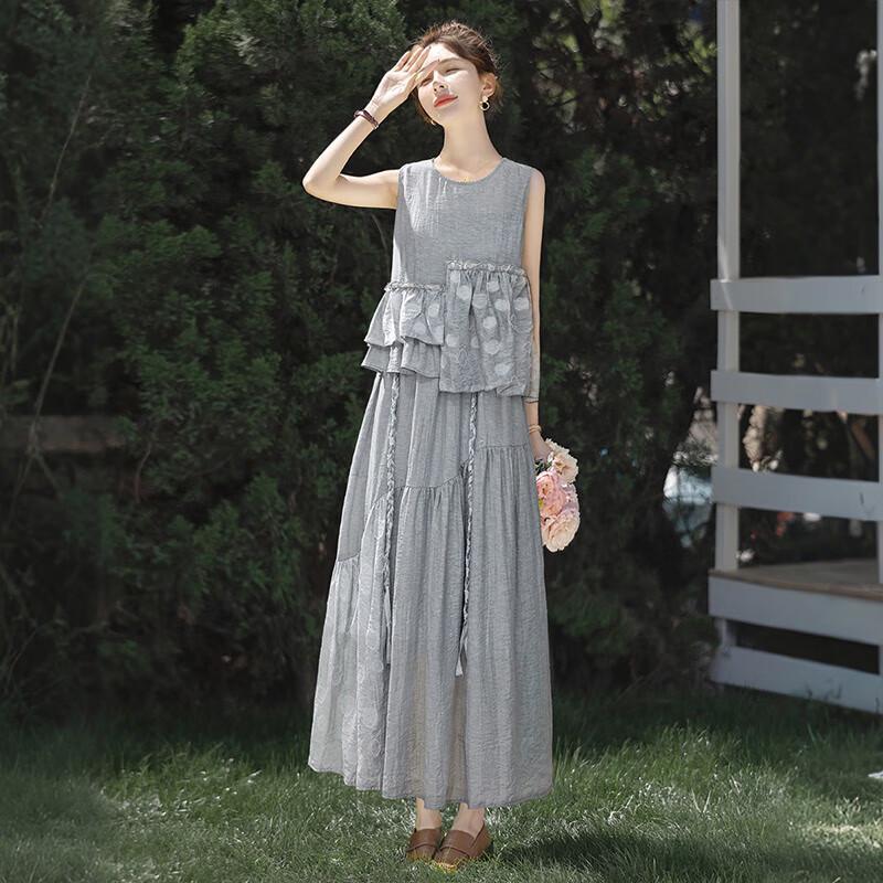 Sibaisha 2025 Summer Women's Round Neck Loose Vest & Skirt Set