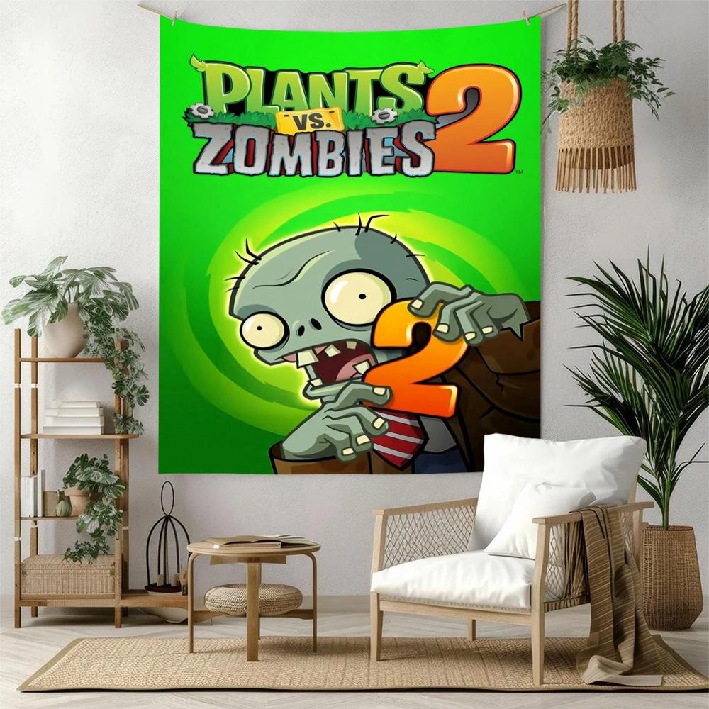 Plants Vs Zombies Retro Tapestry Handmade Look Great For Living Room Reading Corner Studio Wall Versatile Decor Hand Painted Style