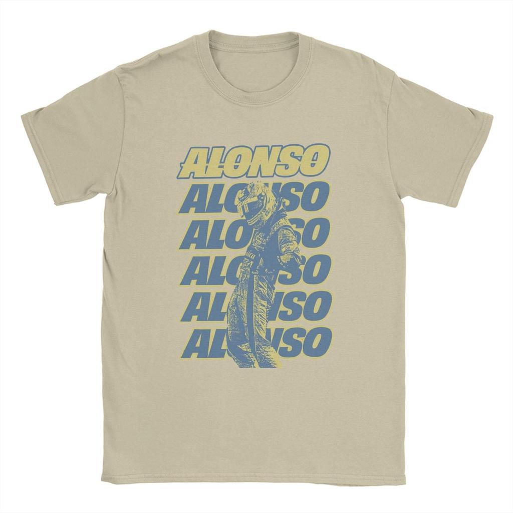 Men T-Shirt Fernando Racing Alonsos Retro Driver Cool Cotton Tee Shirt Short Sleeve 14 Cars T Shirts Crewneck Clothing Printed