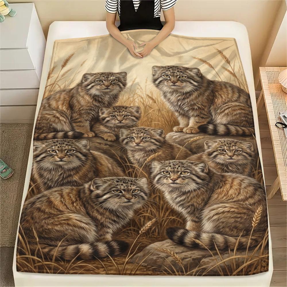 1PC Natural Decoration Print FlAannel Blanket, High quality Comfortable for All Seasons, Home Decor, Warmth and Comfort
