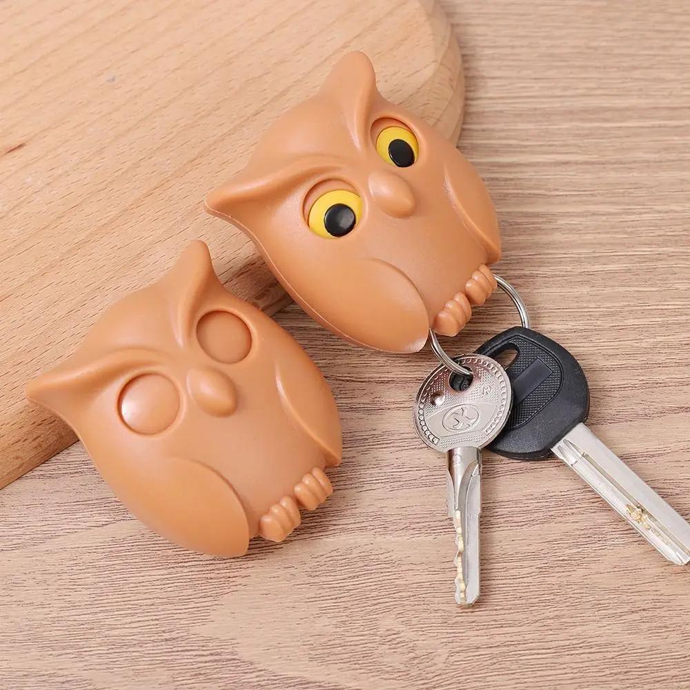 Creative Wall Mounted Owl Key Hook Will Open Eyes Magnetic Keychain Organizer Hooks Self-adhesive Hanging Rack Home Decoration