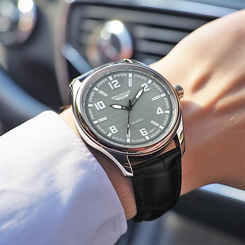 Men Wristwatch Business Watch Quartz Clock Leather Watches