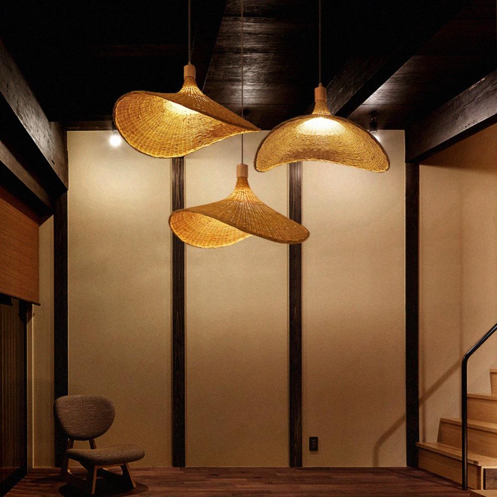 Handwoven Pendant Home Decor Bedroom Living Room Bamboo 1/3 Light Pendant Light Room Hotel Light Hanging Light Hotel Decor Light